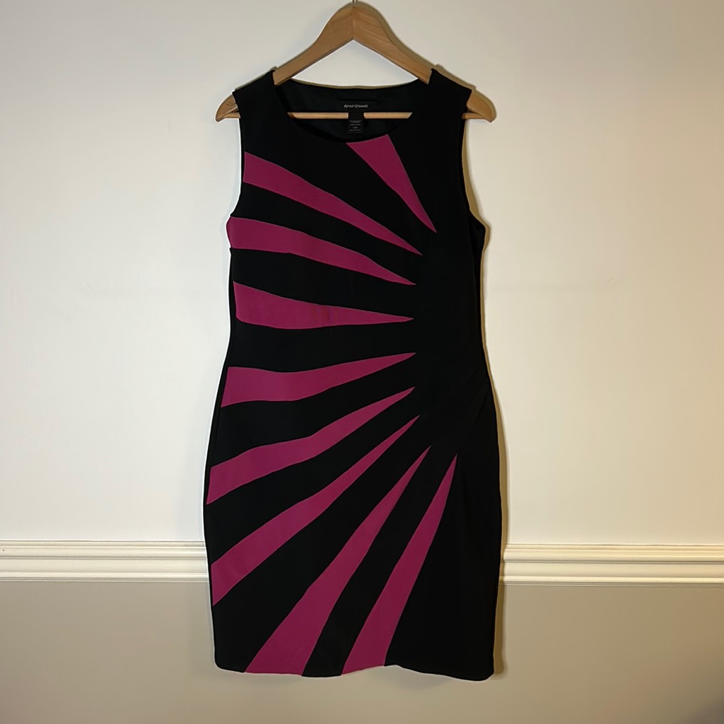 Ashley Stuart Black & Purple “Sunburst” Dress Size 14w